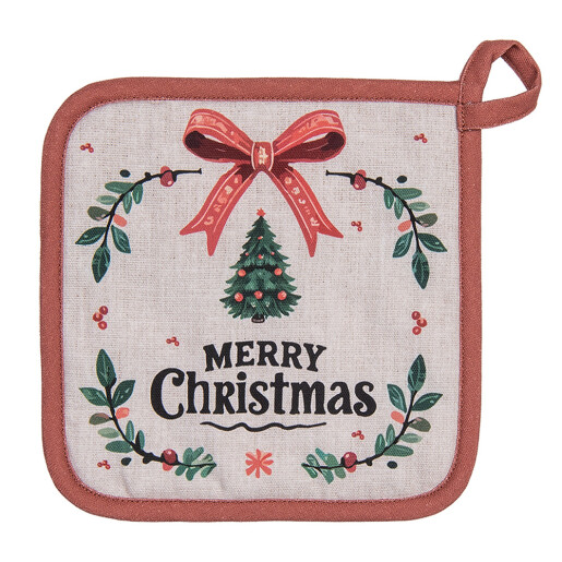 Servet termic bucatarie Craciun bumbac multicolor 20x20 cm