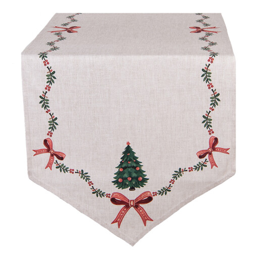 Traversa masa Craciun bumbac multicolor 50x160 cm