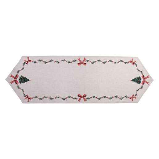 Traversa masa Craciun bumbac multicolor 50x160 cm