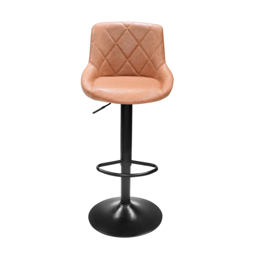 Scaun bar piele ecologica maro coniac metal negru Terkan 40x43x86-106 cm