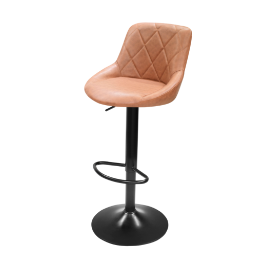 Scaun bar piele ecologica maro coniac metal negru Terkan 40x43x86-106 cm