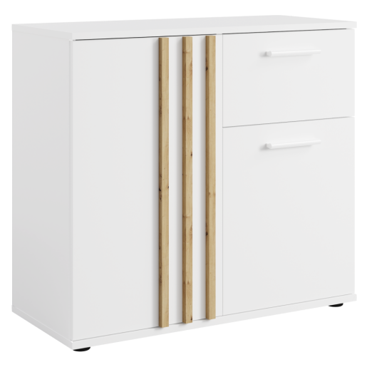 Comoda DTD mdf laminat alb stejar artisan Tolis 80x35x73 cm