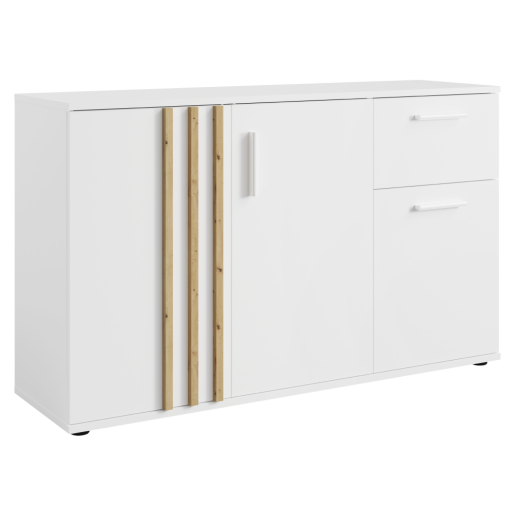 Comoda DTD mdf laminat alb stejar artisan Tolis 120x35x73 cm