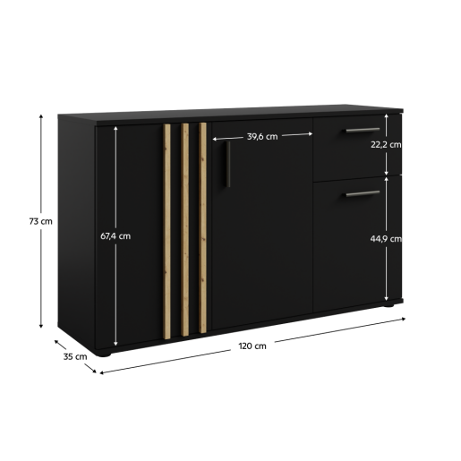 Comoda DTD negru stejar artisan Tolis 120x35x73 cm