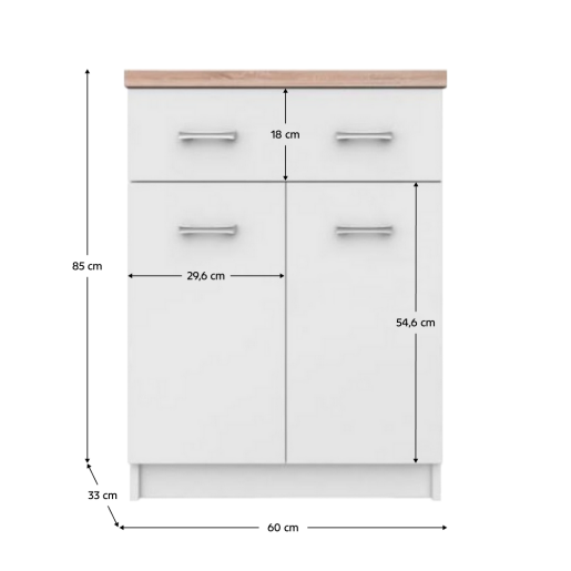 Comoda PAL alb stejar Sonoma Topty 60x33x85 cm