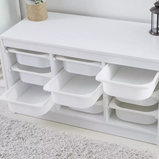 Organizator cu cutii de depozitare MDF plastic alb Trimal 99x44x55 cm