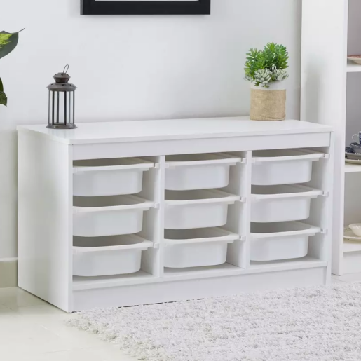 Organizator cu cutii de depozitare MDF plastic alb Trimal 99x44x55 cm