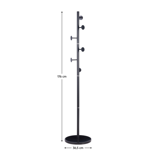 Cuier pardoseala negru metal/marmura Triton 36,5x176 cm