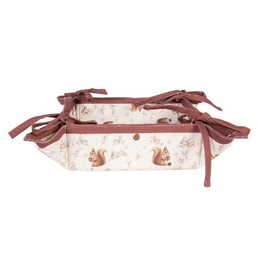 Cos paine Veverite bumbac bej maro 35x35x8 cm