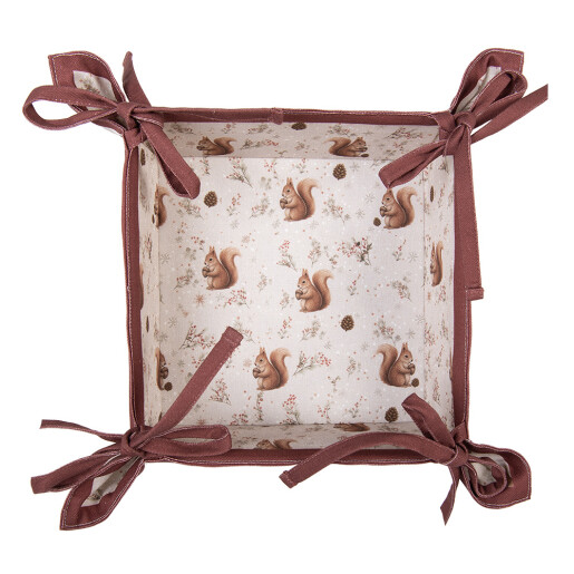 Cos paine Veverite bumbac bej maro 35x35x8 cm