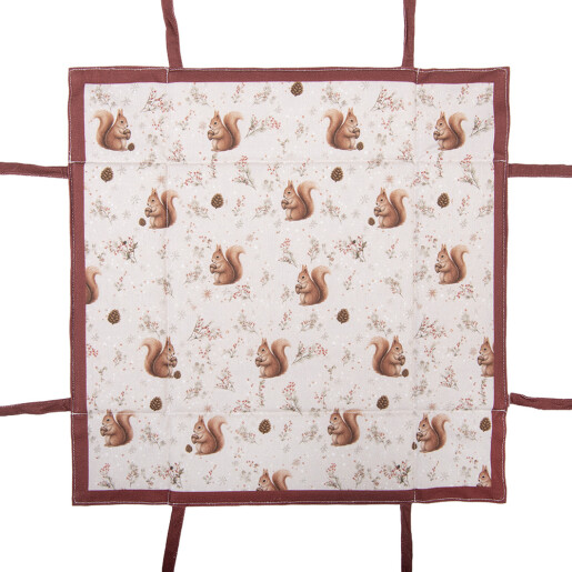 Cos paine Veverite bumbac bej maro 35x35x8 cm