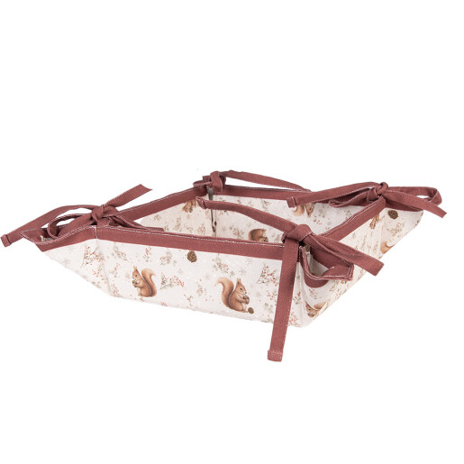 Cos paine Veverite bumbac bej maro 35x35x8 cm