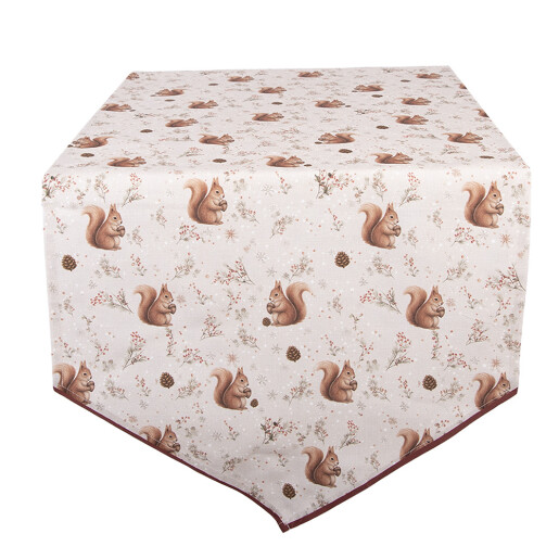 Traversa masa Veverite bumbac bej maro 50x160 cm