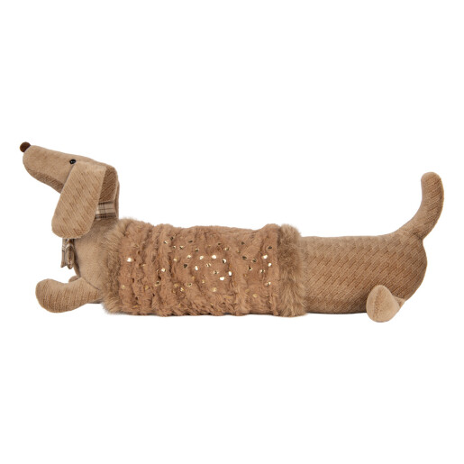 Figurina Catelus textil maro auriu 58x20x21 cm