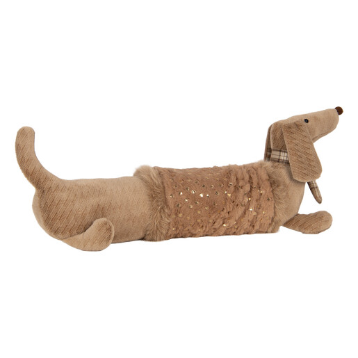 Figurina Catelus textil maro auriu 58x20x21 cm