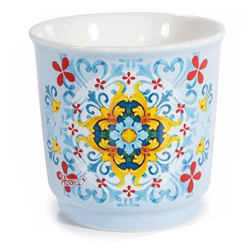 Set 4 pahare portelan multicolor pentru cafea Majolica Ø 6 cm x 6 H, 90 ml