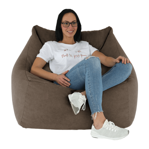 Fotoliu tip puf textil maro Urason 80x80x80 cm