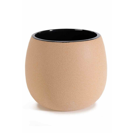 Ghiveci flori portelan caramiziu negru Ø 16,5 cm x 14 H