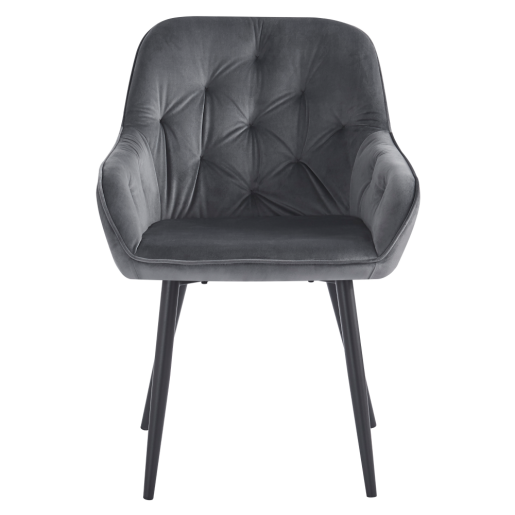Fotoliu de design catifea gri metal negru Verio 58.5x62x81 cm