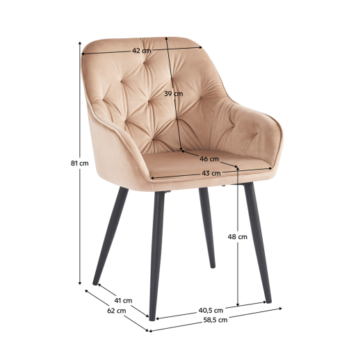 Fotoliu textil maro metal negru Verio 58.5x62x81 cm