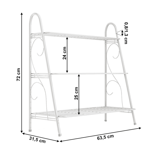 Raft 3 polite din metal alb Veruma 63.5x31.5x72 cm