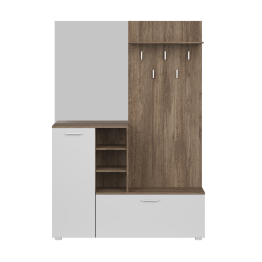 Set mobilier hol PAL stejar ansberg alb Vetlanda 140x40x200 cm