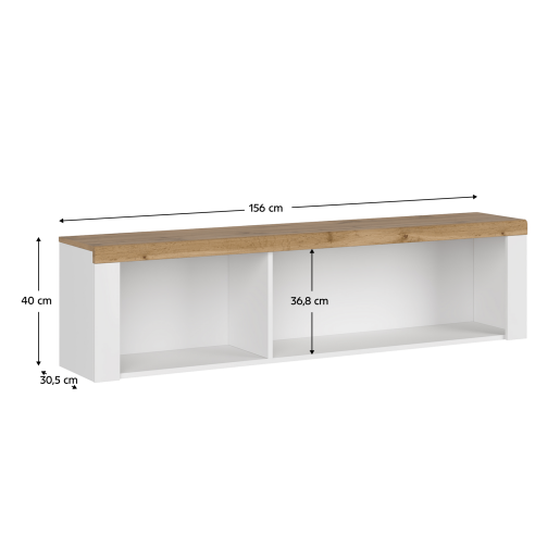 Raft suspendat alb stejar wotan Vilgo 156x30.5x40 cm