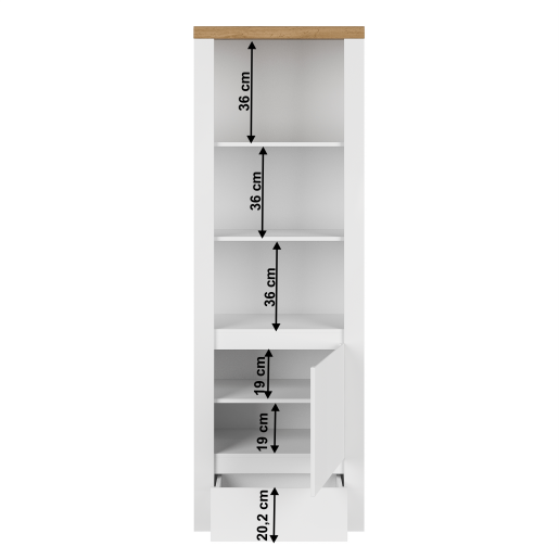 Biblioteca alb lucios stejar wotan Vilgo 68x41.5x202 cm