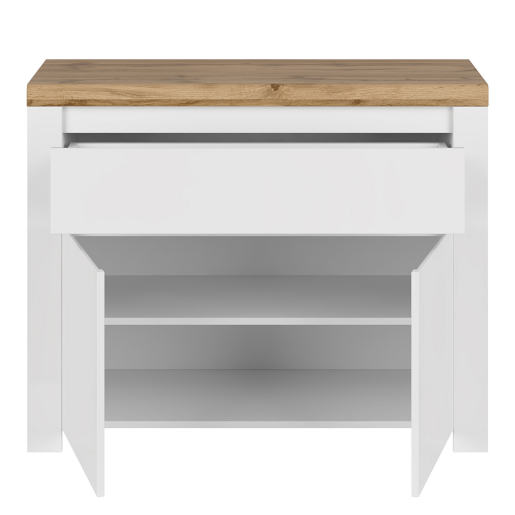 Comoda alb lucios stejar wotan Vilgo 106x41.5x84.5 cm 
