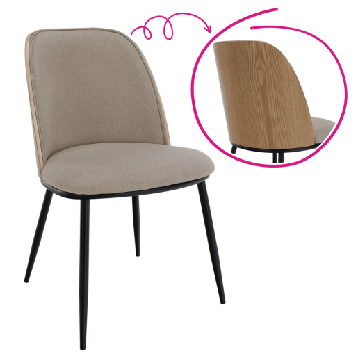 Scaun dining textil lemn metal multicolor Vudia 50x59x83 cm