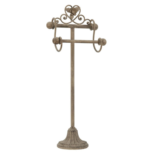 Suport hartie igienica pardoseala fier bej maro 23x15x59 cm