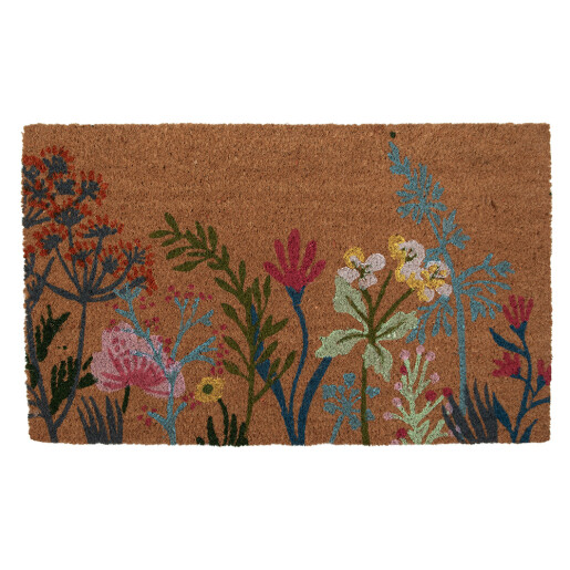 Covoras intrare casa fibre cocos multicolor Flowers 75x45x1 cm