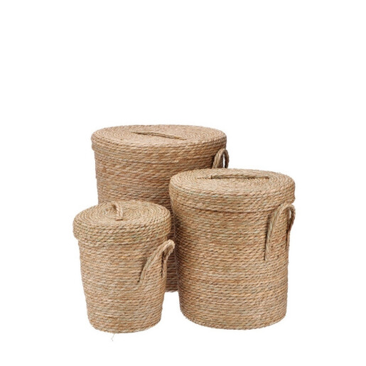 Set 3 cosuri depozitare iarba mare natur 28,5 x 32, 36 x 42, 43 x 50 cm