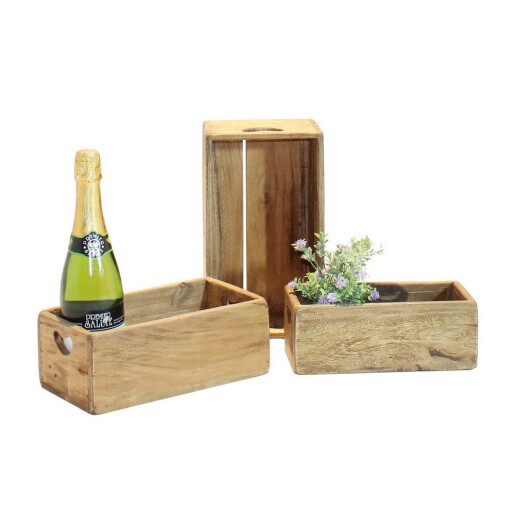 Set 3 cutii depozitare lemn maro 25 x 12 x 9 cm, 27,5 x 14,5 x 10 cm, 30 x 17 x 12 cm