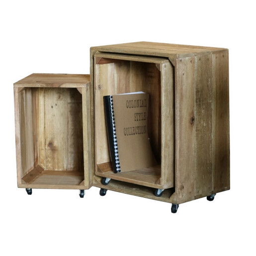 Set 3 rafturi lemn maro  29 x 27,5 x 41, 36 x 29 x 50, 45 x 30 x 60 cm