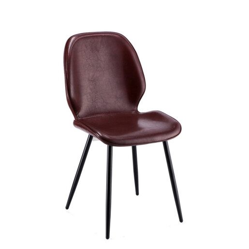 Set 4 scaune fier negru piele ecologica maro Fair 46 x 55 x 89 cm