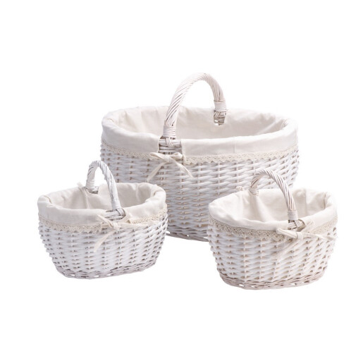 Set 3 cosuri depozitare lem salcie textil 25,5 x 20 x 22 cm, 46 x 33 x 34 cm