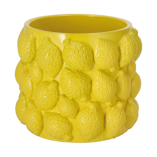 Ghiveci flori ciment galben Lamai 19,5 x 16,5 cm