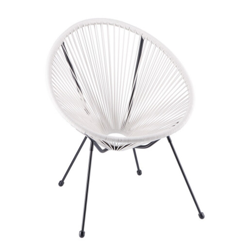 Scaun fier negru textil alb 68 x 61,5 x 81,5 cm
