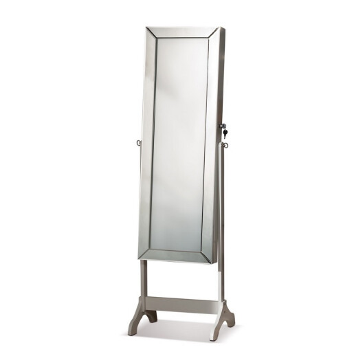 Oglinda pardoseala cu suport bijuterii mdf alb  50 x 50 x 162 cm