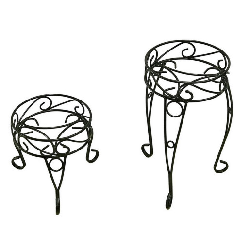 Set 2 suporturi ghivece flori fier negru 31,5 x 28, 31,5 x 48 cm