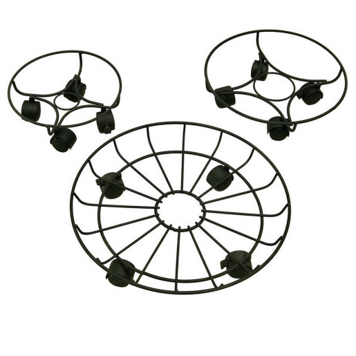 Set 3 suporturi ghivece flori fier negru 25,5 x 10, 33,5 x 10, 43 x 10 cm