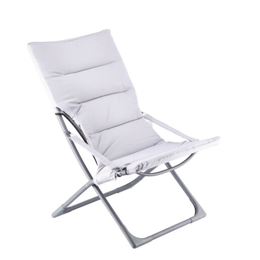 Scaun terasa, gradina pliabil fier gri textil alb 65 x 83 x 93 cm