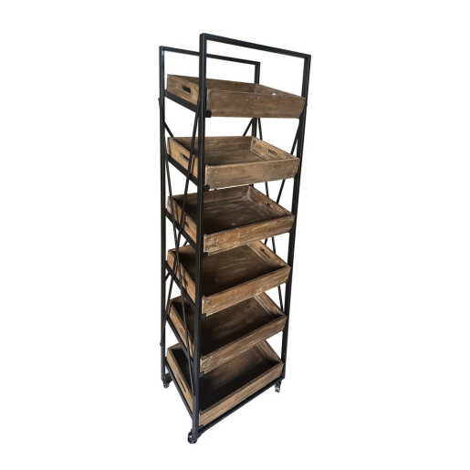 Raft pardoseala lemn maro fier negru 63 x 41 x 178 cm
