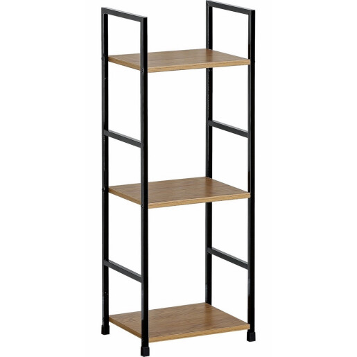 Raft pardoseala fier negru mdf maro 29 x 23,5 x 80 cm