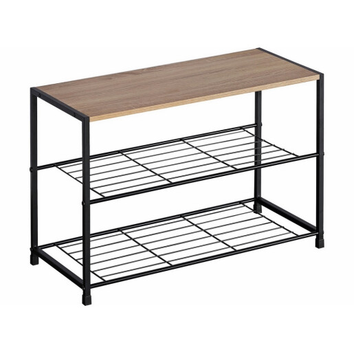 Pantofar fier negru mdf maro 60 x 30 x 43 cm