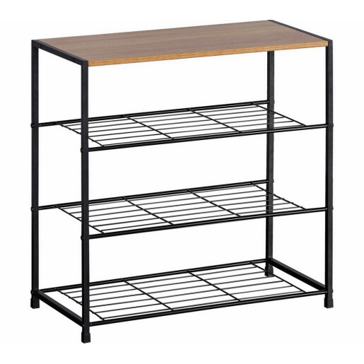 Pantofar fier negru mdf maro 60 x 30 x 63 cm