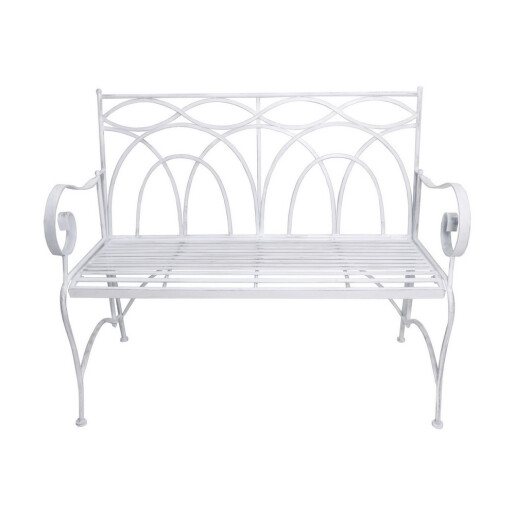 Banca gradina, terasa fier alb 113 x 55 x 96 cm