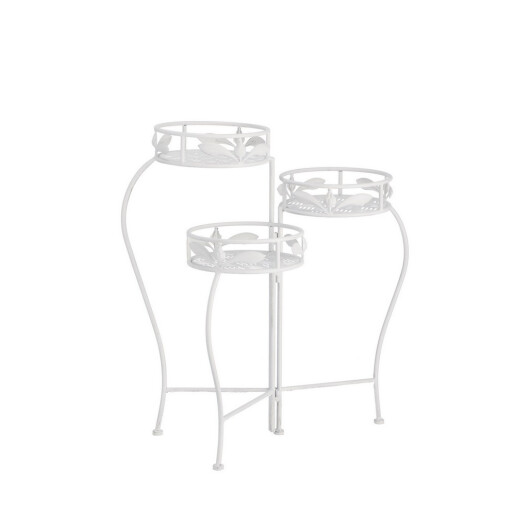 Suport ghivece flori, pliabil, fier alb 55 x 48 x 65 cm