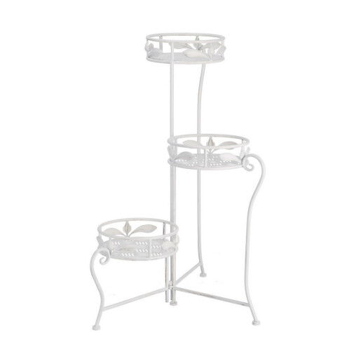 Suport ghivece flori, pliabil, fier alb 55 x 48 x 78 cm